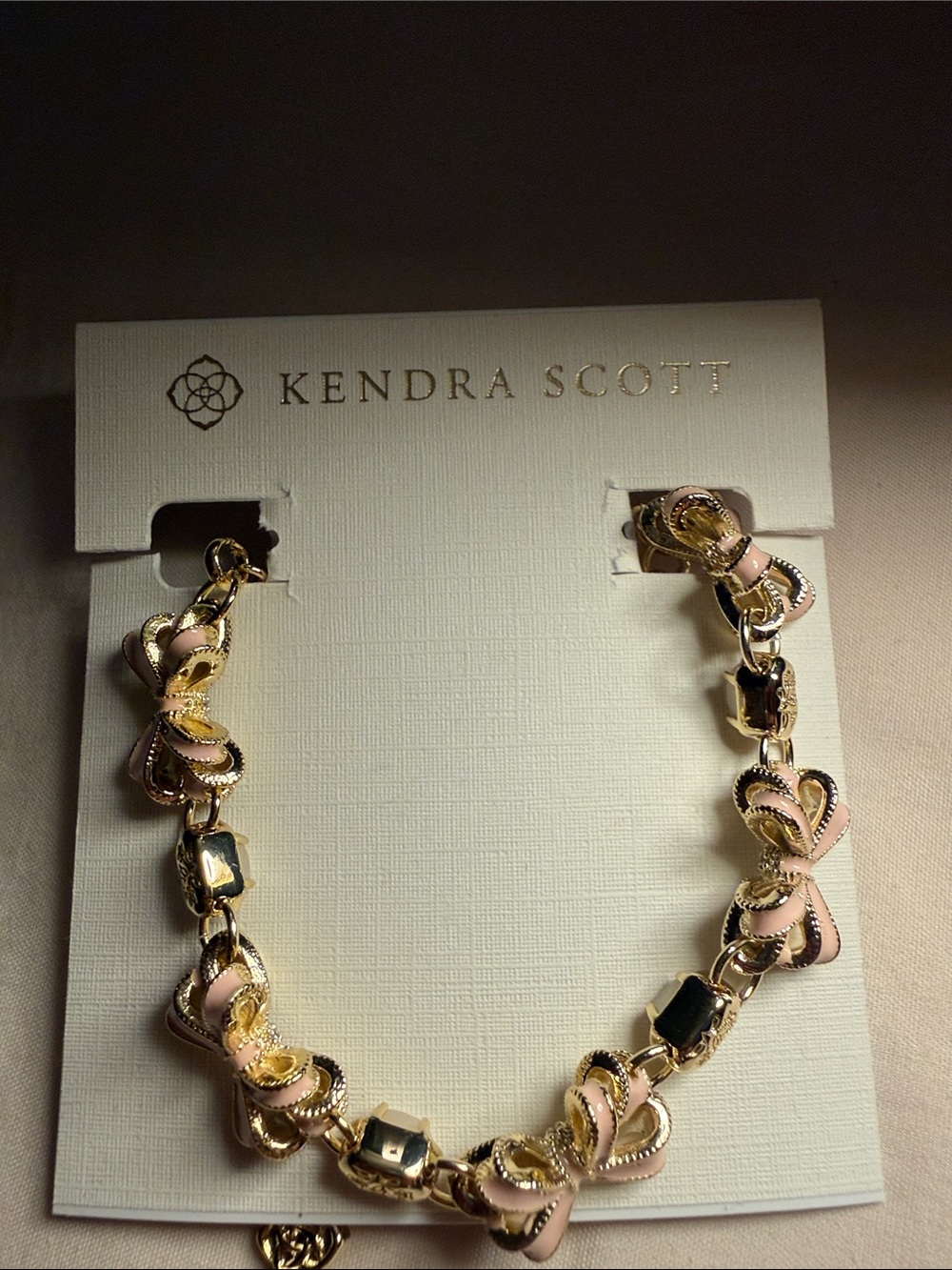 NEW Kendra Scott Love Shack Fancy Pink Bow Charm Bracelet Dual Sided Gold RARE - Picture 4 of 5